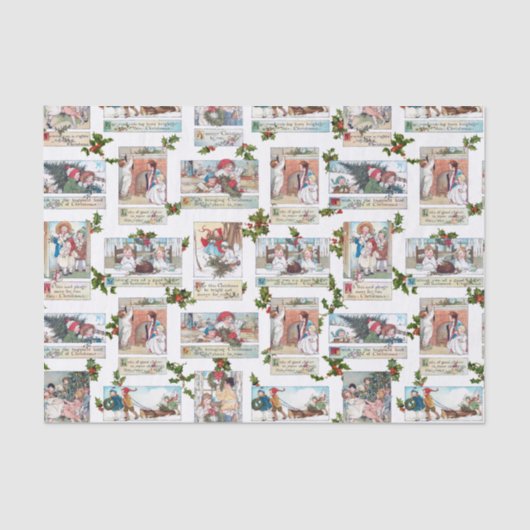Papier Mousseline Vintage Noël Enfants Collage (Recto)