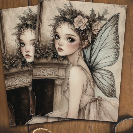 Papier Mousseline Vintage Noël Fée Ballerina Decoupage