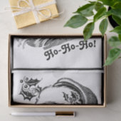 Papier Mousseline Vintage Noël Noir Blanc Père Noël (Cadeau)