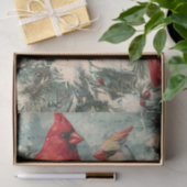 Papier Mousseline Vintage Noël Oiseau Rouge Cardinal (Cadeau)