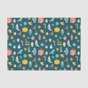 Papier Mousseline Vintage Noël Ornements Motif