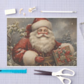 Papier Mousseline Vintage Noël Père Noël avec cadeaux (Artisanat)