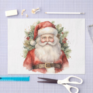 Papier Mousseline Vintage Noël Père Noël Souriant