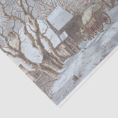 Papier Mousseline Vintage Noël Tissu Papier HIVER SCÈNE (Détail)