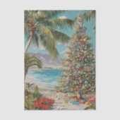 Papier Mousseline Vintage Noël Tropical Beach Palm Tree (Recto)