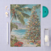 Papier Mousseline Vintage Noël Tropical Beach Palm Tree (Artisanat)