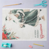 Papier Mousseline Vintage Noël Turquoise Père Noël Decoupage (Artisanat)