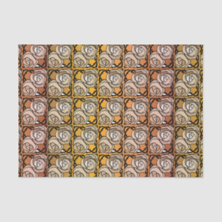 Papier Mousseline Vintage noir et or Rose motif floral
