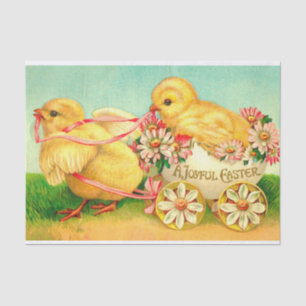 Papier Mousseline Vintage Oeuf de Pâques Porte-poussins Fleurs flora