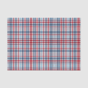 Papier Mousseline Vintage, plaid rouge bleu motif