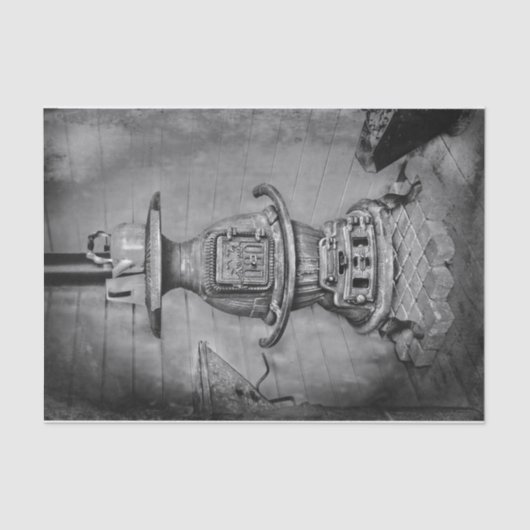 Papier Mousseline Vintage Poêle Rustique Noir Et Blanc (Recto)