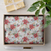 Papier Mousseline Vintage Poinsettia Motif Noël (Cadeau)