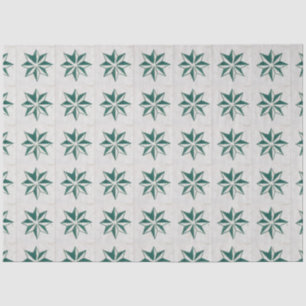Papier Mousseline Vintage Portugais Azulejos Star Découpage Vert T