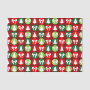 Papier Mousseline vintage rétro Arbres de Noël et Vaches Motif