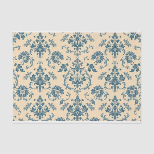 Papier Mousseline Vintage Retro Blue toile de jouy (Recto)