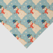 Papier Mousseline Vintage Retro Noël Snowman Bleu clair (Détail)