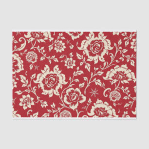 Papier Mousseline Vintage Retro Rouge toile de jouy