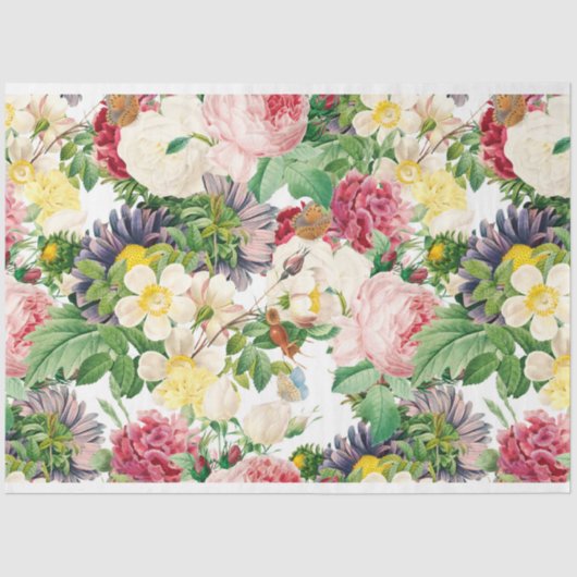 Papier Mousseline Vintage Rose Floral Medley (Recto)