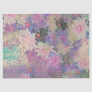 Papier Mousseline Vintage rose pourpre dentelle belle fleur