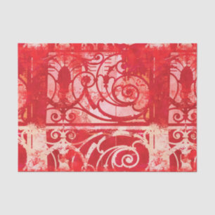 Papier Mousseline Vintage rose rouge Damas Paris Valentine