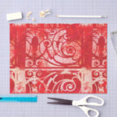 Papier Mousseline Vintage rose rouge Damas Paris Valentine (Artisanat)