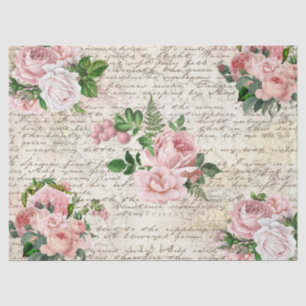Papier Mousseline Vintage rose vif Rose ancienne lettre découpage
