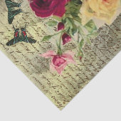 Papier Mousseline Vintage Roses & Butterflies Ephemera Tissue Paper (Détail)
