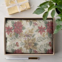 Vintage rouge et or Poinsettia Floral