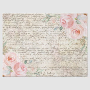 Papier Mousseline Vintage Russe Blush Rose Old Letter Decoupage