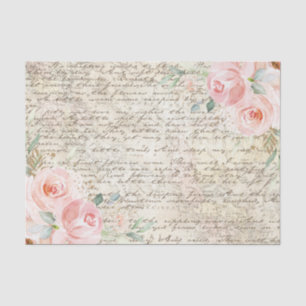 Papier Mousseline Vintage Russe Blush Rose Old Letter Decoupage