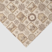 Papier Mousseline Vintage Rustic Snowflakes & Winter Cabin Christmas (Détail)