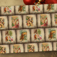 Vintage Rustique Vieux Monde Père Noël Collage