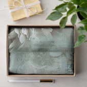 Papier Mousseline Vintage Sage Vert pivoines Découpage (Cadeau)