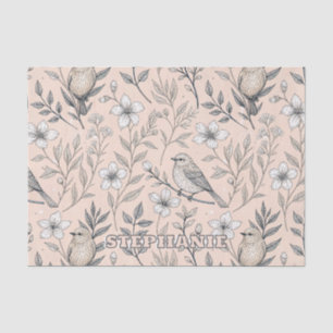 Papier Mousseline Vintage Sakura Cerry Blossom & Bird Aesthétiquemen