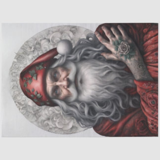 Papier Mousseline Vintage Santa Claus Portrait Decoupage Paper