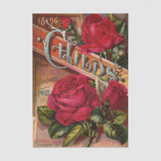 Papier Mousseline Vintage Seed Catalog, Child's, 1896, Red Roses    