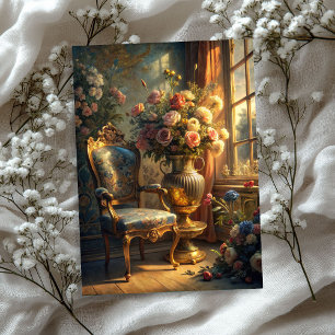 Papier Mousseline Vintage shabby chic baroque fauteuil or roses