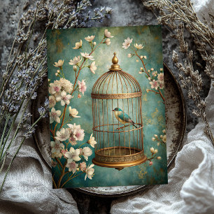 Papier Mousseline Vintage shabby chic oiseau coque avec roses blush