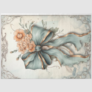 Papier Mousseline Vintage shabby chic pastel vert pêche arc blush