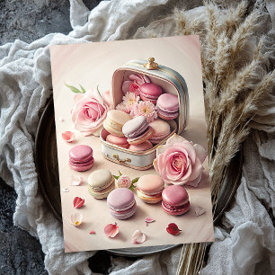Papier Mousseline Vintage shabby chic rose rouge macarons français