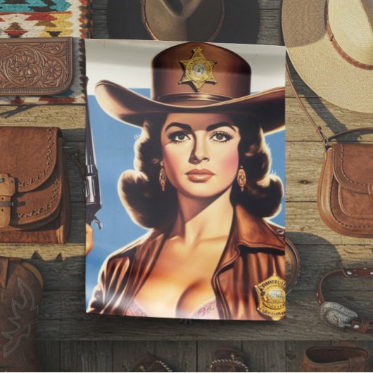Papier Mousseline Vintage Sheriff Pin-up