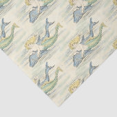 Papier Mousseline Vintage Sirène et Dauphin Découpage nautique (Détail)