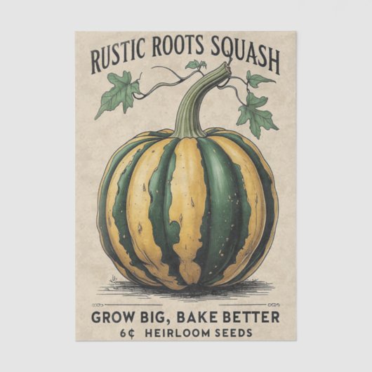 Papier Mousseline Vintage Squash Rustic Fall Harvest Decoupage (Recto)