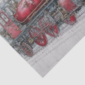 Papier Mousseline Vintage Steam Train Blueprint (Détail)