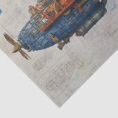 Papier Mousseline Vintage Steampunk Airship (Détail)