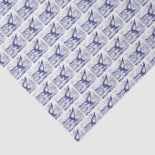 Papier Mousseline Vintage Stylisé Queue Dessin Bleu (Détail)