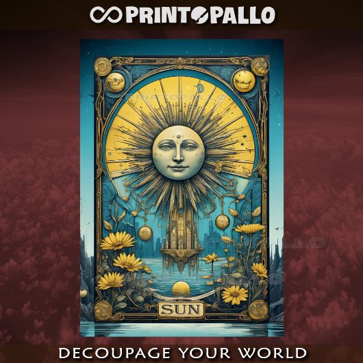 Papier Mousseline Vintage Tarot Sun Card