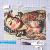 Papier Mousseline Vintage Tattoo Old School Pin-up (Artisanat)