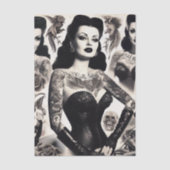 Papier Mousseline Vintage Tattooed Goth Woman Collage (Recto)
