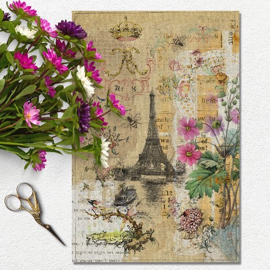 Papier Mousseline Vintage Textur Rustique Tour Eiffel Découpage